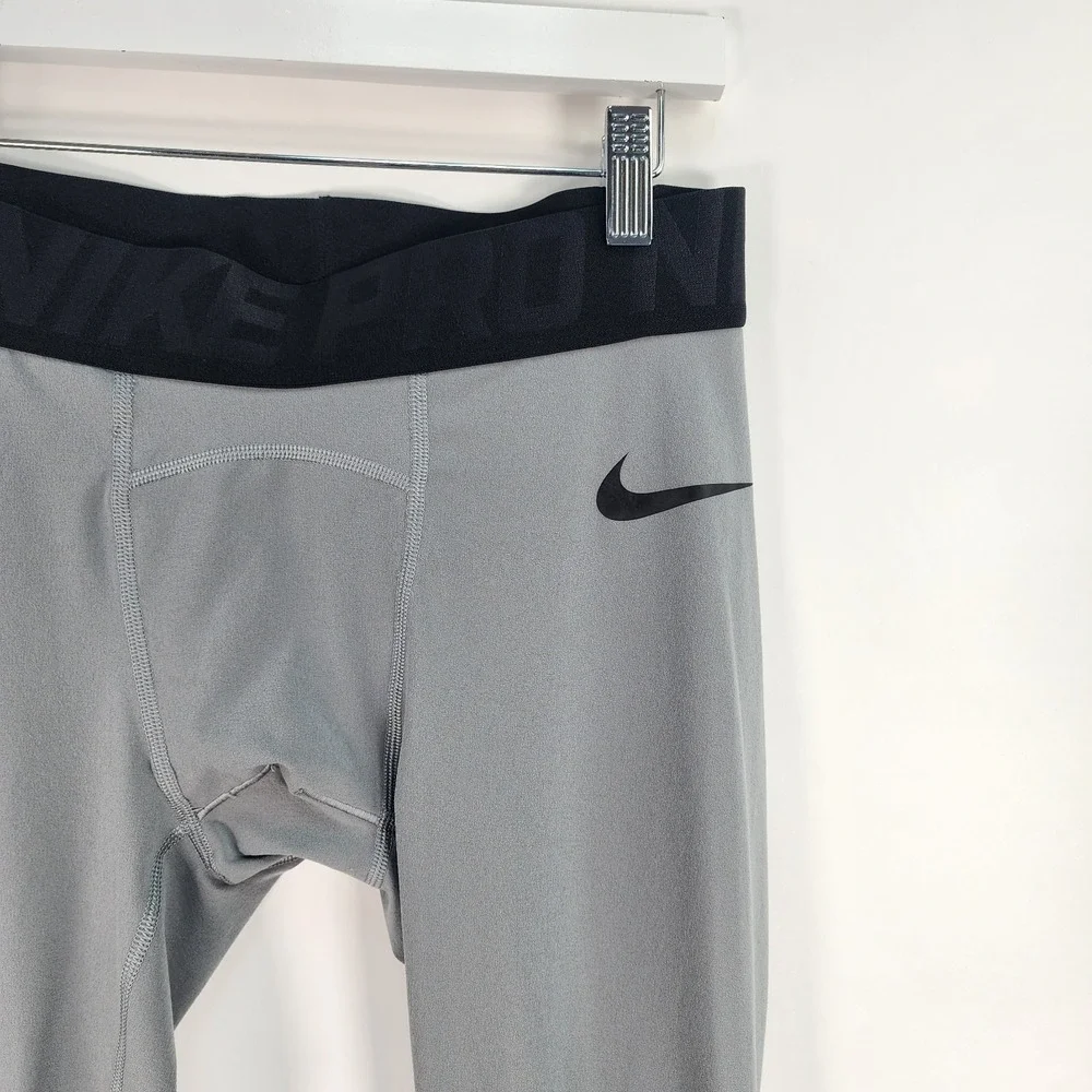 Nike Pro Compression Tights Men's M Gray Dri-FIT Athletic Training Pants